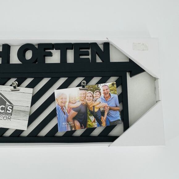 Three Clip Collage Black Wood "Laugh Often" Picture Wall Hanging / Wall Art NEW - Picture 5 of 9